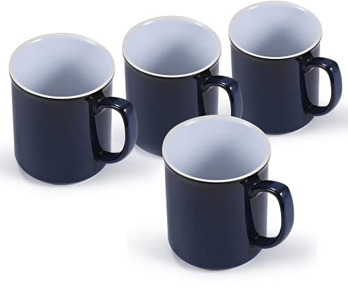 Juego de 4 tazas de té Chelsea, taza de café, taza de café, taza de café, taza de café, juego de 300 ml (azul marino), taza de vino caliente