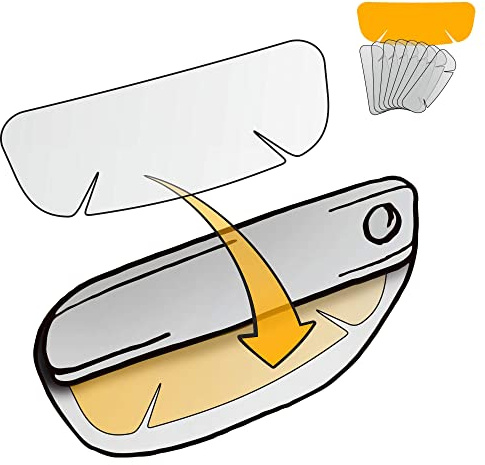 LACKSCHUTZSHOP Universal Lackschutz-Folie für Auto-Griffschale/Griffmulde - Türgriff Schutz - Selbstklebende Klebe-Folie - 8-Teilig - Transparent - 110x40mm