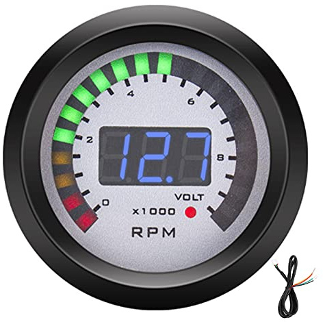 Bil 2 52mm Digital Tacho Gauge Elektronisk Varvtal Varvräknare 0-9999 Ersättning för 12V 4/6/8 Cylinder Bensin Fordon