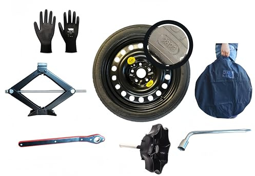 KIT Ruotino di Scorta 17 compatibile con Suzuki Vitara, S-Cross, Sx4 Cross, Kizashi con Cric Chiave sacca vite di fissaggio e guanti