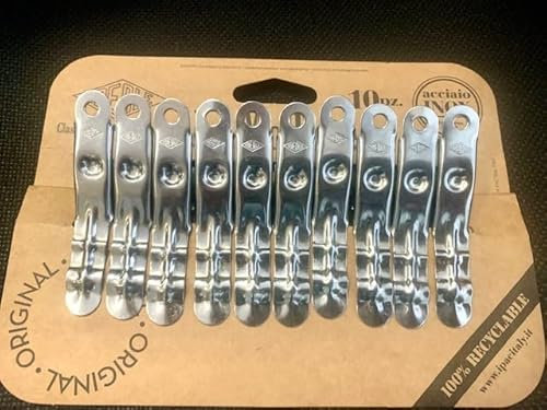 Confezione 12 mollette acciaio inox, ideali in lavanderia, giardino, cucina per chiudere i sacchetti, garage per organizzazione