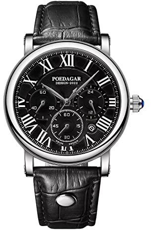 rorios Herrenuhren Chronograph Armbanduhr mit Lederband Analogue Quartz Uhren wasserdichte Kalender Uhr für Herren Männer