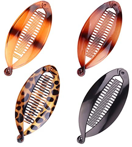 4 Fermagli per capelli a banana, Banana Clip pettine per Capelli, in resina, per capelli e banane, per coda di cavallo, accessori per lo styling dei capelli a incastro, per donne e ragazze