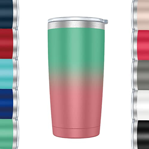 Mi Ko Mi Ka Taza Termo Café y Te para Llevar en Mano o en Coche - Taza Térmica de Acero Inoxidable Asa Tapa (600ml, Rosa Degradado)