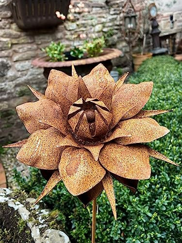 Rusty Metal Flower Stake 144 - Tall Rustic Plant Support - Garden Decor - Rustic Garden Flower Sculpture - Rusted Art Stake - Garden Gift