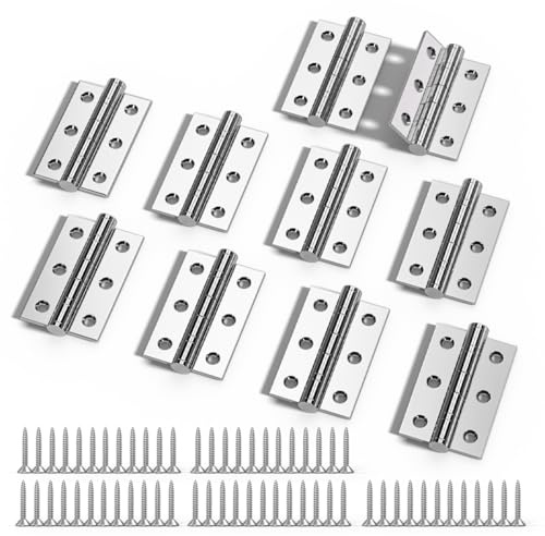 Bwintech 5 Pairs 75 x 50 x 2.0mm(3 inch) Polished Chrome Hinge for Fire Door, Steel Fire Rated Internal Door Hinges, Ball Bearing Hinge for Internal Use in Residential and Commercial Buildings