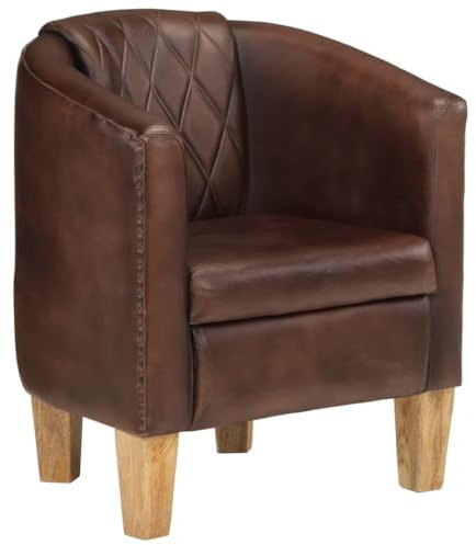 Festnight Cocktailsessel Clubsessel Sessel Echtleder Vintage Loungesessel Armsessel Lesesessel Klein Relaxsessel Leder Bürosessel Ledersessel Einzelsessel Armchair Retro Dunkelbraun