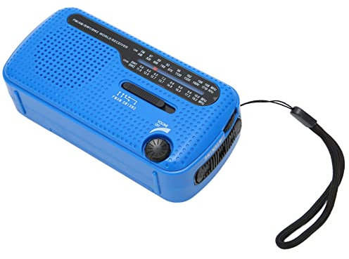 Radio Solaire à Manivelle AM/FM/SW1/SW2, Radio à Piles avec Lampe de Poche LED, Radio Solaire pour Les Dernières Nouvelles, Talk-Shows, Musique (Blue)
