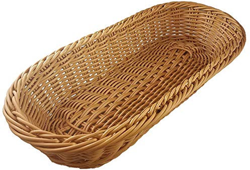 Lanko Cesta ovalada de mimbre tejida para pan, cesta de almacenamiento de 14 pulgadas para alimentos, frutas, cosméticos, mesa y baño