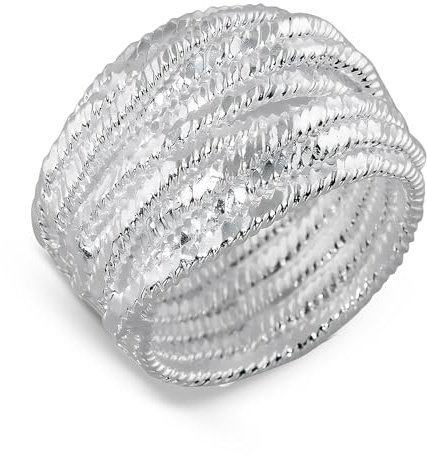 Cassini Wickelring 925 Sterling Silber – Massiver, breiter Damenring in Größe 52-64 mit auffälligem Design – Nickelfrei & antiallergisch – Hochwertiger Ring für Alltag & besondere Anlässe