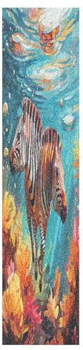 DDDIYEU Bunte Zebras Schwimmen Kunst Skateboard Griptape Rutschfest Selbstklebend Longboard Griptapes Aufkleber Griffband 9x33in,44x10in(1pcs)