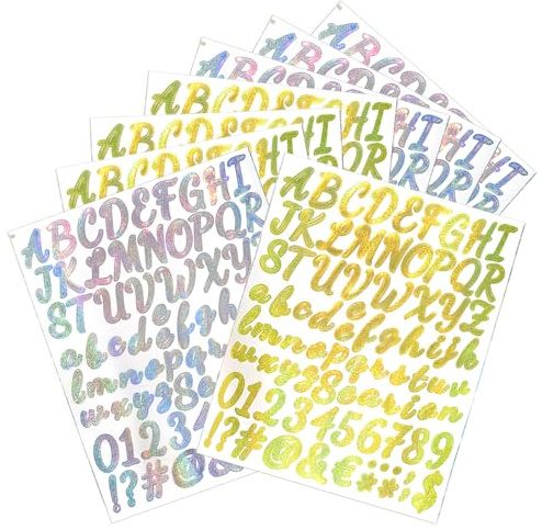 Alovez 8 Blätter Klebebuchstaben Klein Buchstaben Aufkleber Klebebuchstaben Gold Silber DIY Klebebuchstaben Für Tür, Grußkarten, Briefumschläge, Wunschtext Aufkleber