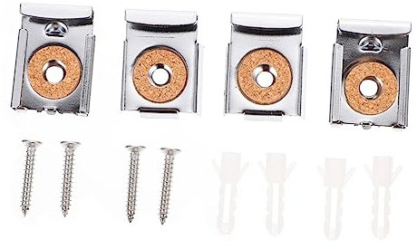 OSALADI 4sets Iron Glass Bracket Mirror Clips Holder for Glass Mirror Accessories for Wall Mount Clips in Bathroom