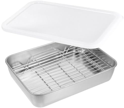 MOLUCKFU Vassoi Acciaio Inossidabile Riutilizzabili per Cucina Contenitori per Conservazione Alimenti con Design per Frutta Insalate e BBQ