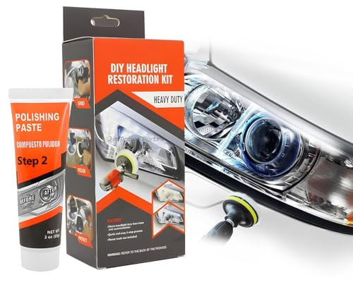 Car Headlight Restoration Kit - Headlamp Restore & Repair Set with Polishing Pad Rubbing Compound Sealing Liquid Masking Tape, Light Lenses Refurbish Tool for Cars Motorcycles Yellow Faded Headlights