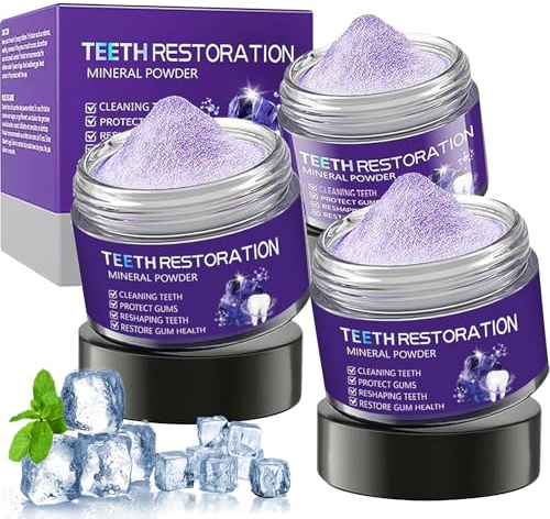Puasok 3 Pièces Poudre Dentaire Violette 50g, Poudre Minérale Blanchiment Dents Naturel, Teeth Whitening Powder Efficace contre les Taches, Renforce Dents et Gencives, Haleine Fraîche