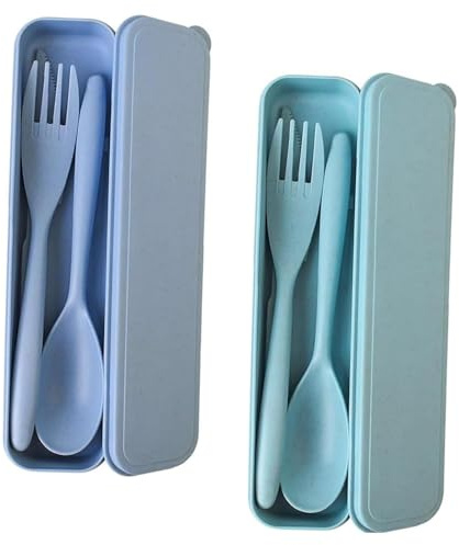 2-Pack Travel Utensil Set with Case, Reusable Travel Cutlery Kit