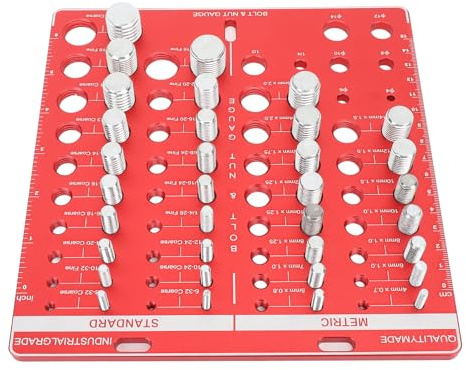 34 Nut And Bolt Thread Checker,Thread Gauges with 19 Standard & 15 Metric,Bolt Measuring Tool for Bolts,Nuts And Screws