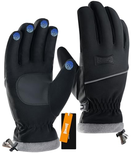 GOUNOD Winter Gloves for Men Women,Thermal Insulated Waterproof Windproof Cold Weather Gloves,Touchscreen Screen Compatible,Non-Slip Grip,Great for Running,Driving,Cycling,Hiking (Black, M)