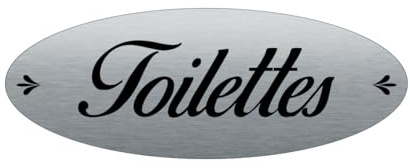 AUA SIGNALETIQUE - Plaque de porte Aluminium Brossé AluSign Ovale 160x60 mm - (Toilettes)