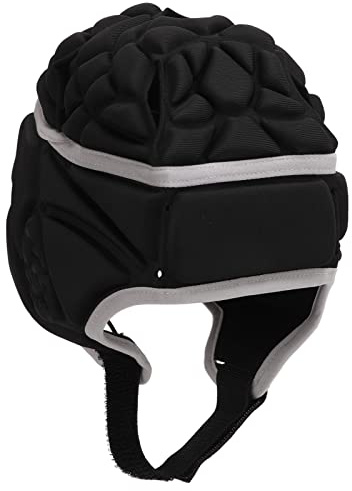 Casco da football EVA antiurto Casco da calcio Protezione anticollisione per bambini Adolescenti Leggero regolabile Fibra di poliuretano Schiuma EVA Meno di 53 cm (Nera)