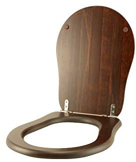 Idrotop Toilettensitz CONTEA AXA Nuss Massiv Scharniere Chrom - Oval, Braun