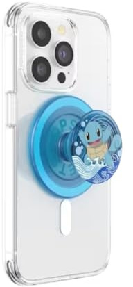 PopSockets Phone Grip for MagSafe with Kickstand, Magnetic Stand, Swappable Top, Secure Hold for iPhone MagSafe Cases, Phone & Tablet Grip - Squirtle Water