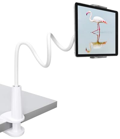 Zoeley Tablet Halter, Schwanenhals Tablet Halterung Verstellbarer Arm Flexibler Multi Angle Lazy Handyhalter (Weiß)