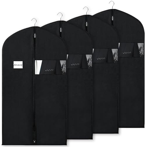60x100cm Fundas Ropa Negro 4 pcs Fundas para Armarios Ventana Visible Bolsa de Traje Antipolvo para Almacenamiento de Vestidos Funda de Ropa, BOMEI PACK