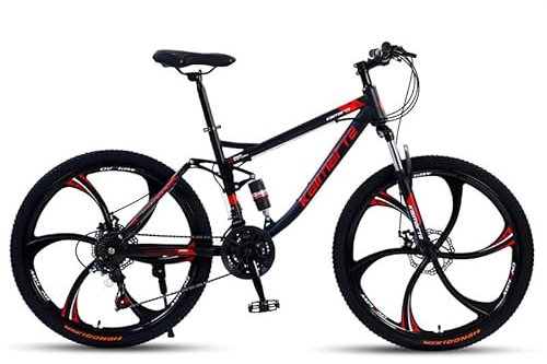26 Zoll Mountainbike, 24-Gang Fahrrad MTB mit Vollfederung, MTB Dirt Bike für Städte, Arbeitswegen, Reisen in Bergen,24-6/Spokes