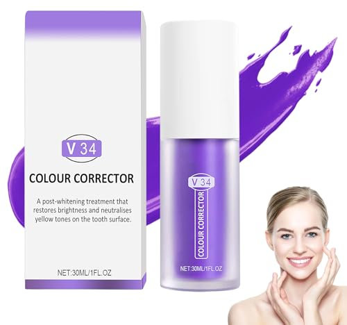 Zahnpasta Weisse Zähne, Purple Teeth Whitening Toothpaste, Whitening Zahnpasta, Effektiv Zähne Aufhellen, Zahnaufhellung Zahnpasta, Lila Aufhellende Zahnpasta für Gelbe Zähne und Gum Repair