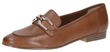 CAPRICE Damen Slipper aus Leder mit Blockabsatz, Braun (Cognac Nappa), 37.5 EU
