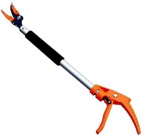 Recogedor de frutas, tijeras de podar, tijeras de podar con mango largo, tijeras de podar de gran alcance, recogedor de frutas telescópico, tijeras de rosar telescópicas naranjas, cortar y sostener