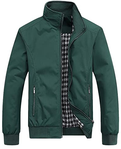 RUMAOZIA Chaqueta de entretiempo ligera para hombre, chaqueta de entretiempo para primavera y verano, informal, cuello alto, chaqueta de piloto, con bolsillos con cremallera, corte regular, informal,