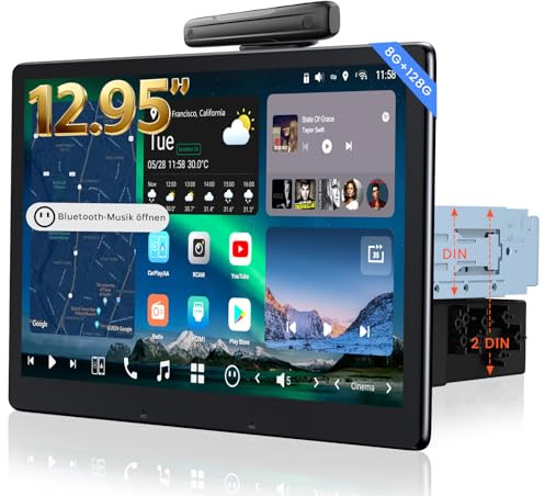 [12.95 QLED] ATOTOZONE X10 Autoradio 1 DIN e 2 DIN con Schermo Flottante, 8G+128G, Audio 7.1.2 CH, 4G LTE & SIM Cloud, Senza Fili CarPlay & Android Auto,Visione AI, LiveView Re-moto, GPS da Cruscotto