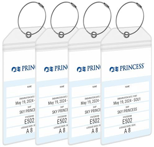 Princess Kofferanhänger [4er-Pack] – Wasserfest & Robust aus Transparentem PVC – Gepäckanhänger für Princess Kreuzfahrten 2026, 2027, 2028 – Kreuzfahrt Zubehör