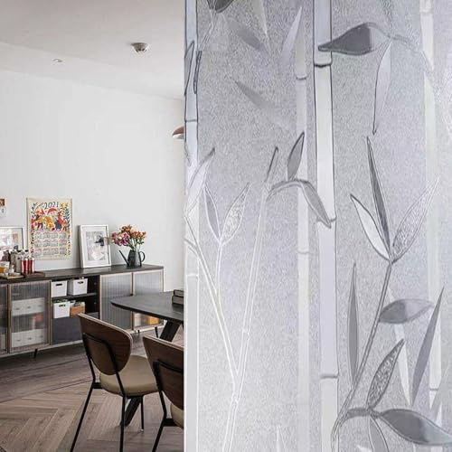 Vinilo para Ventana 120 x 500 cm con Protección Solar 95% UV – Film para Ventanas sin Taladrar Vinilo Adhesivo Cristal Vinilos para Cristales para Baño Cocina Oficina, Bambú