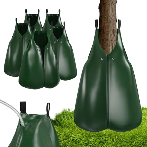 UISEBRT 5 Stück wassersack für bäume,75L Baumbewässerungssack aus UV beständigem PVC,Baumbad Bewässerungssack mit Reißverschluss für Garten & Stadtgrün Baumbeutel,Grün