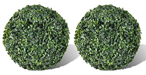 Anself 2 Set Buchskugel Künstliche Buchsbaumkugel Ø 27cm zur Innen- und Außendekoration