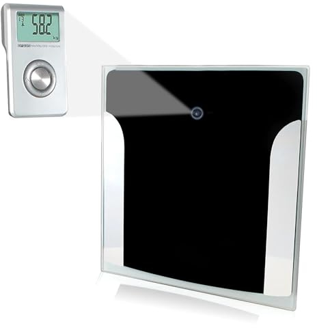 FISHTEC Pèse-personne impédancemètre avec Écran amovible - Balance connectée Infrarouge pour Suivi complet de la masse grasse et hydrique - Mesure de précision jusqu'à 150 kg - Design Noir