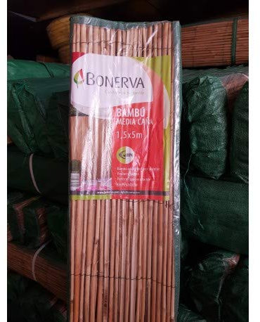 BONERVA | Bambú Media Caña | Cañizo de Bambú Caña para cerramientos y decoración de Jardín, balcón y exteriores | 1x5 Metros