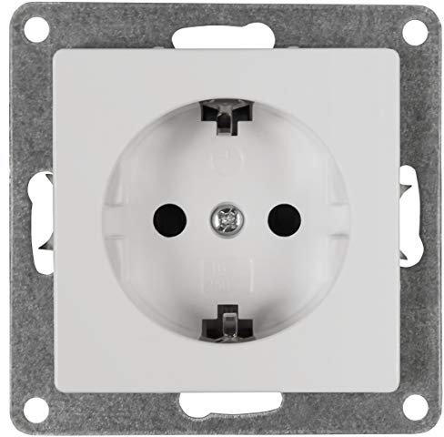 McPower Schutzkontakt Steckdose | Cup | 250V~/16A | Uunterputz-Montage | mit Einsteckschutz | Steckanschluss | IP20 | weiß | ideal für sichere Elektroinstallationen
