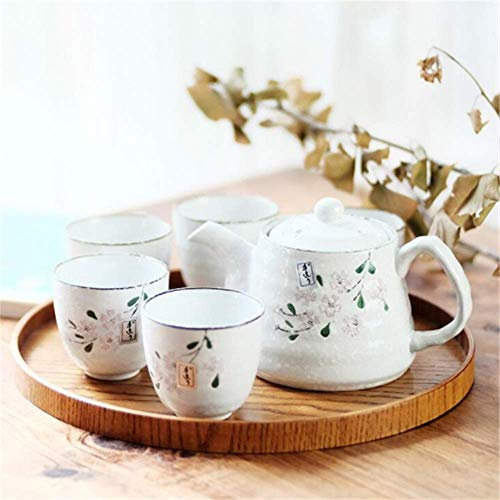 XINGYU Ensembles de thé Tasses à thé Set Rose Cherry Blossom Glaze Service de théière de Style Japonais pour 5 Adultes Joliment emballés dans Une boîte-Cadeau Excellent décor Asiatique