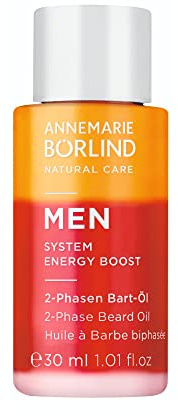 ANNEMARIE BÖRLIND MEN SYSTEM ENERGY BOOST 2-Phasen Bart-Öl 30ml | Kräftigende Bart-Pflege, Geschmeidigkeit & Kämmbarkeit, Zieht Schnell Ein, Energy Komplex gegen Müdigkeit , Mit Jojobaöl