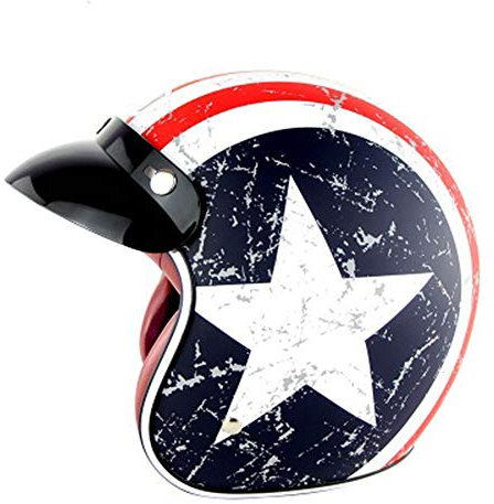 Casque Face Ouverte de Moto, Harley Vintage Casque Mobylette Bols Rétro Casque avec Visière Casque pour Adulte Hommes Femmes Scooter Locomotive, ECE Homologué