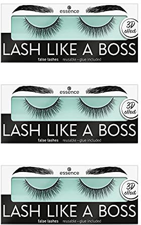 essence cosmetics LASH LIKE A BOSS false lashes, künstliche Wimpern, Nr. 04 Stunning, Schwarz, definierend, verlängernd, volumengebend, langanhaltend, vegan, 3er Pack (3 x 1 Paar)