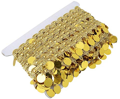 10 yardas falda con borlas de lentejuelas danza del vientre borla cadena del vientre moneda redonda bufanda de cadera disfraz lentejuelas cintura cadena abrigo(23 * 12 * 2cm-oro)