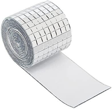 Selbstklebende Spiegel Mosaik Abziehbilder, Diamant Band DIY Dekoration Aufkleber, Mosaik Spiegelfliesen Aufkleber, Anwendbar auf Fliesen Aufkleber Küche Badezimmer KTV(Silber)