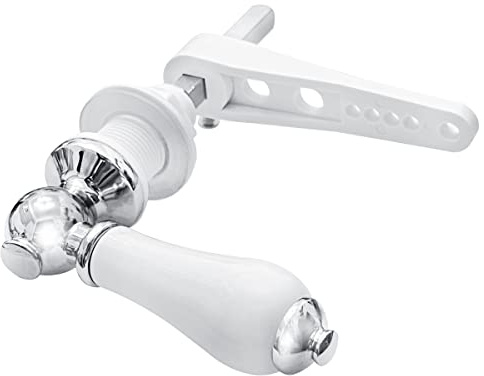 通用 Hinata Metal Toilet Cistern Lever Flush Handle Kit - Ceramic Handle, Adjustable Arm