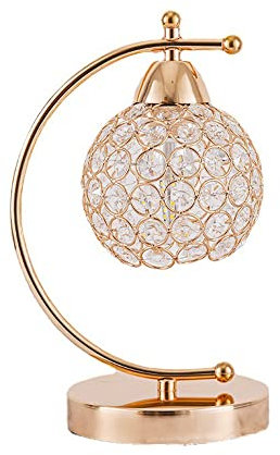 Mengjay Moderne Kristall-Tischlampe, Nachttischlampe, E27, Silber, mit An-/Aus-Schalter in Linie, Nachtlicht Metall Tischleuchte kreativ für Schlafzimmer, Büro, Esszimmer (Gold)
